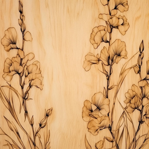 A wood panel with flowers on it