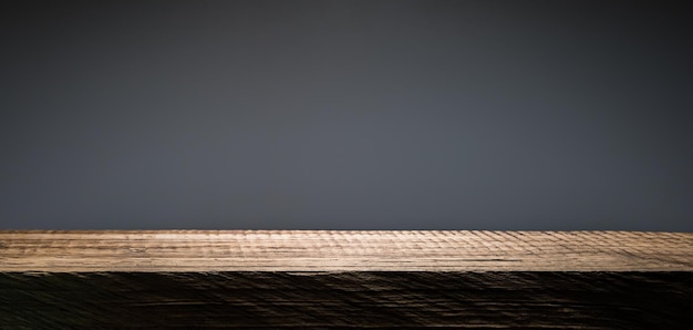 Wood plank podium in the dark