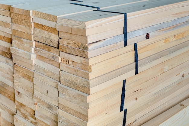 Wood planks arranged in a store