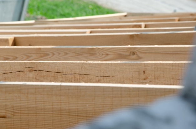 Wood planks s for walls and beams in the construction