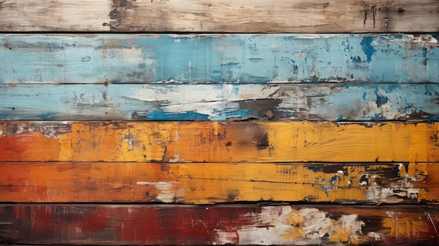 wood planks with colorful paint