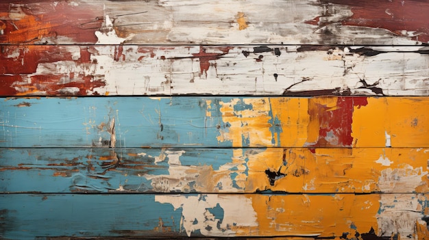 wood planks with colorful paint