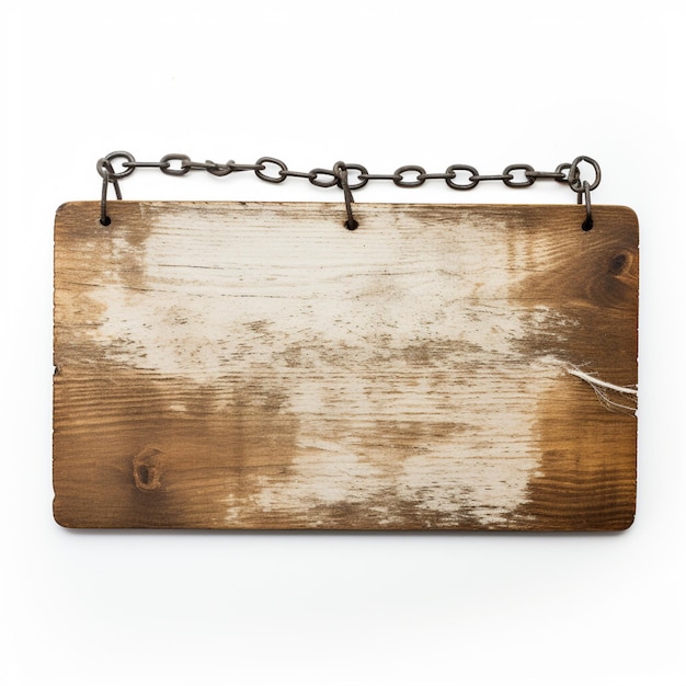 Wood plate hanger for chain link in the style of white background