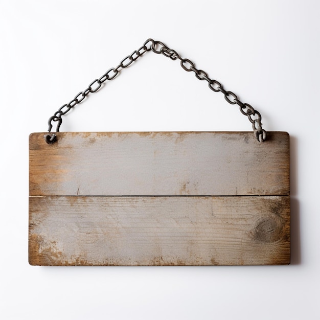 Wood plate hanger for chain link in the style of white background