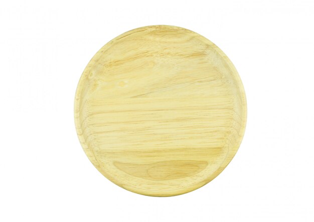 Wood plate isolated top view