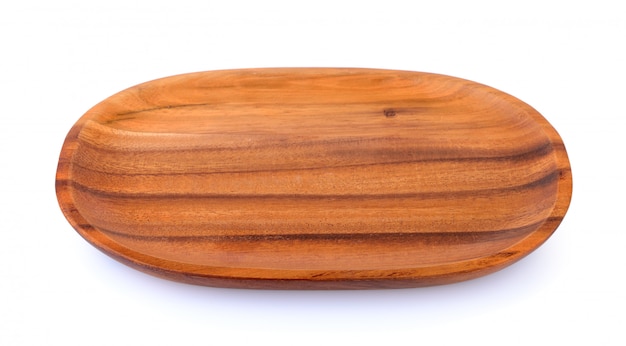 Wood plate on white background