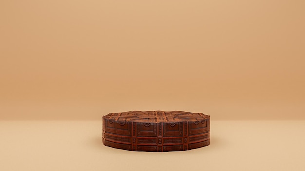 Foto podio in legno cilindro fase scena vuota visualizzazione del prodotto sfondo per l'inserimento del prodotto