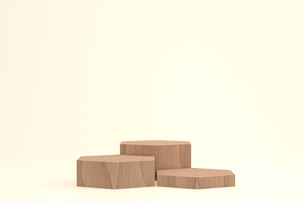 Wood podium minimal 3d rendering or product stand   product presentation