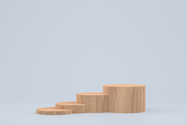Wood podium minimal rendering or product stand for cosmetic product presentation