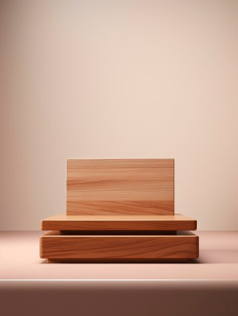 Photo wood podium minimalist copy space