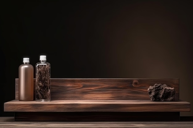 wood podium mockup