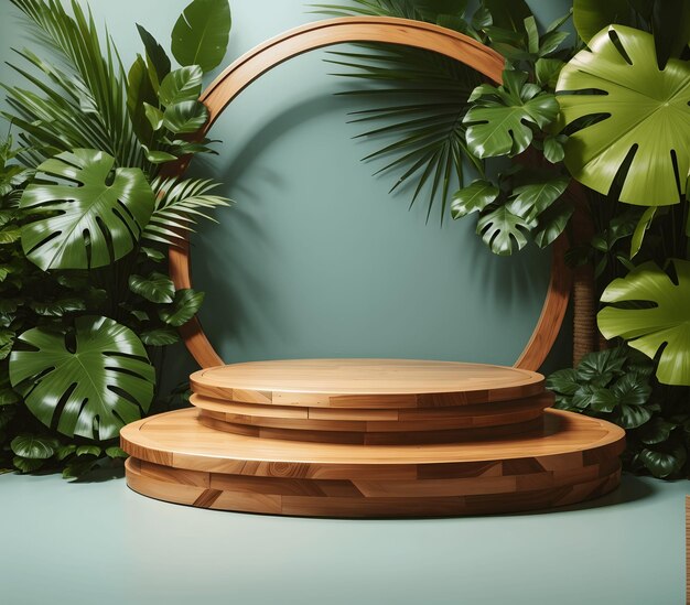 wood podium for product display background