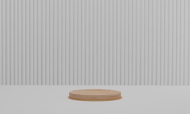 Wood podium on white color