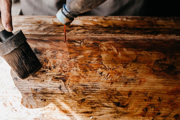 wood processing with epoxy varnish antique furniture restoration