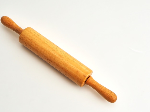 Photo wood rolling pin isolated on white background