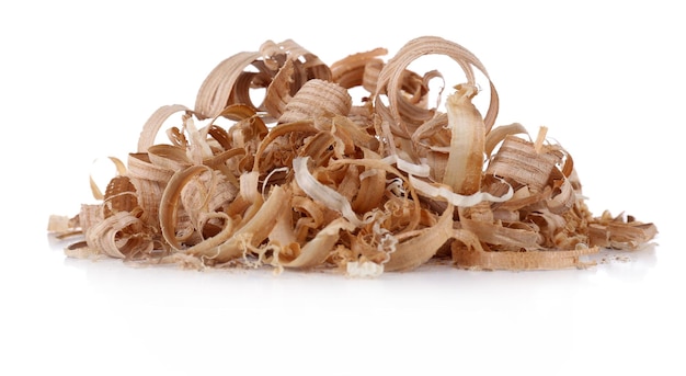 Wood shavings isolated on white