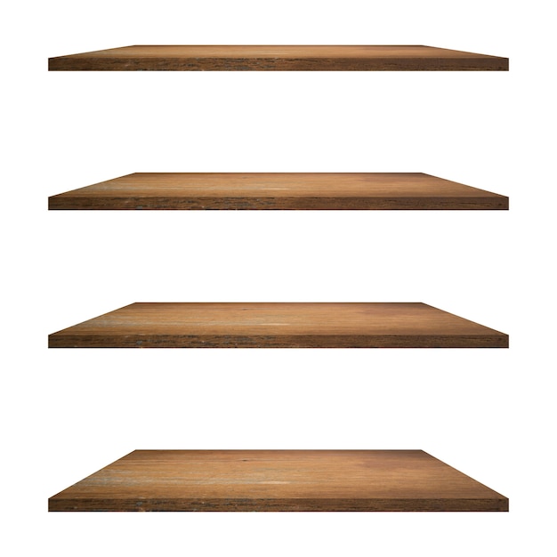 Wood shelves isolated on white background