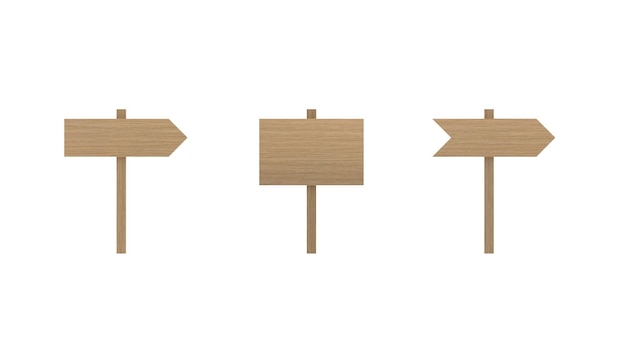 wood sign boards set isolated on white background