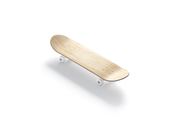 Wood skateboard with wheels mockup. Ligneous  for skater skill mock up. Activity skateboard.