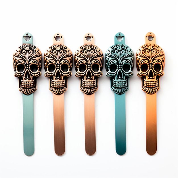 wood skull book mark