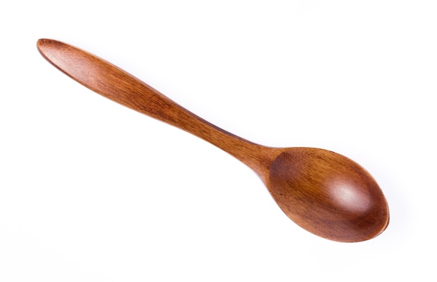 Photo wood spoon isolated on white background.