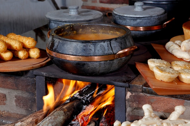 Wood stove in typical rural house in the interior of Brazil