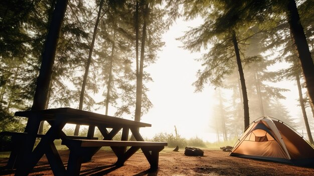 Foto tavolo in legno e ca sfocato