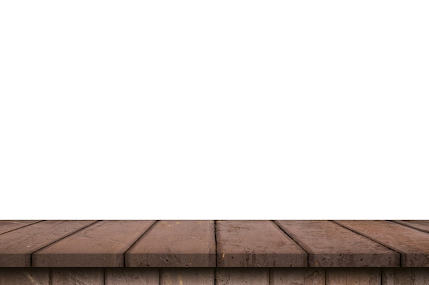 白い背景で隔離の木製テーブル