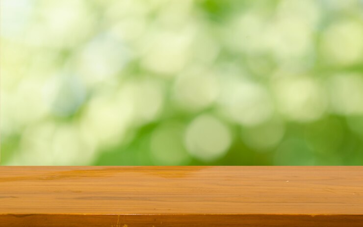 Wood table top bokeh 