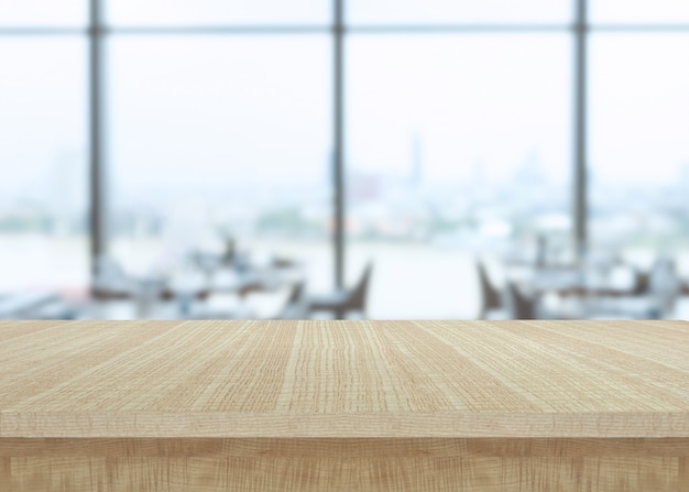 Wood table top on bright window 