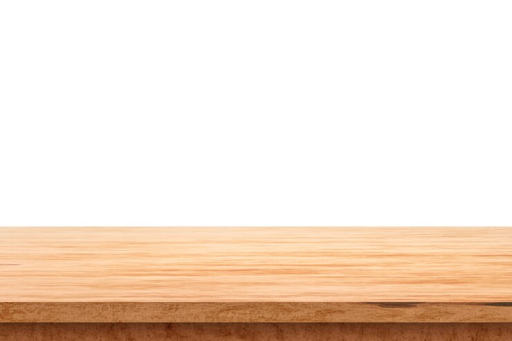 Photo wood table top on white background with product display concept. empty wooden table floor. 3d rendering.