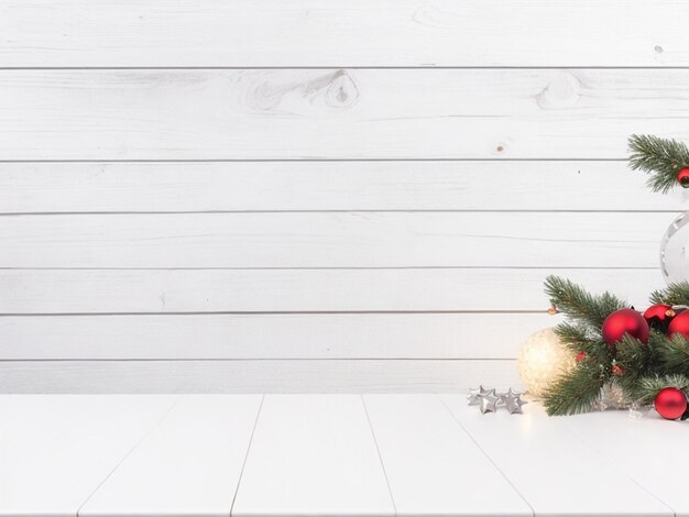 Photo wood table top on white bokeh abstract background