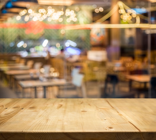 wood table top with blur night background