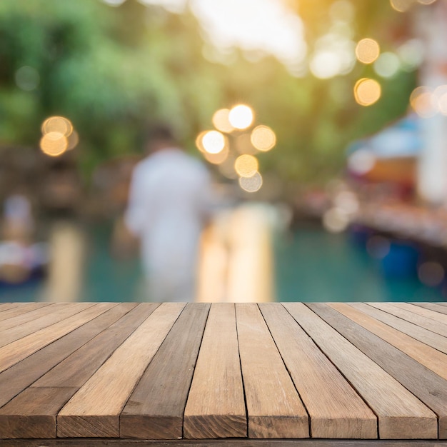 Wood table with blur background Table for product Mesa para produto