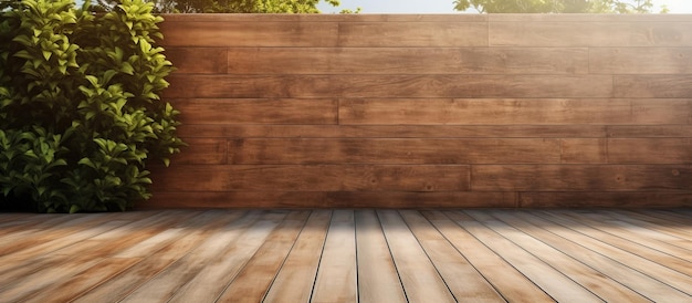 Foto terrazza in legno con sfondo di colore naturale con superficie a parete strutturata