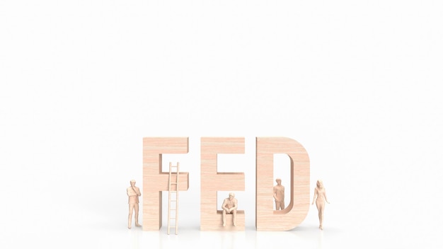 The wood tex fed and figure on white background 3d rendering