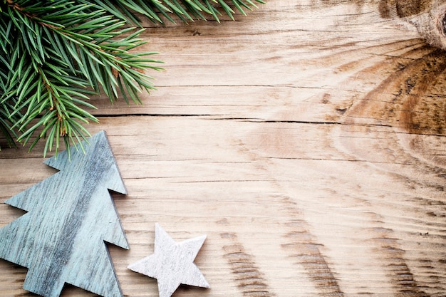 Wood texture with ornament and firtree