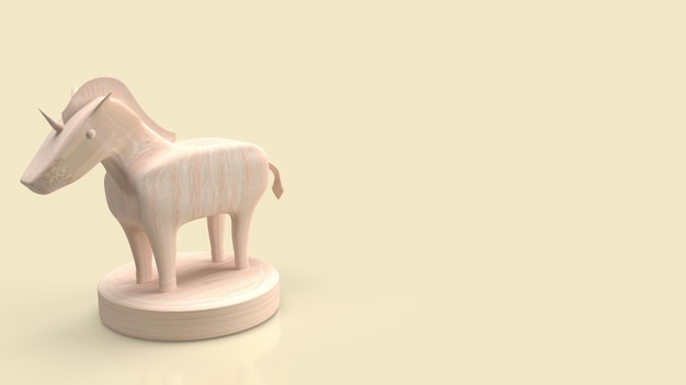 The wood unicorn for start up or business concept 3d rendering