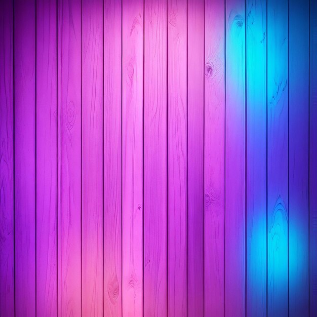 Wood wall background with neon lighting effect generated by ai