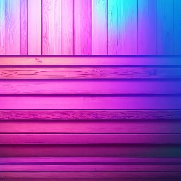 Wood wall background with neon lighting effect generated by ai