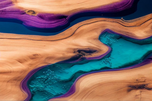 Wood with epoxy purple texture