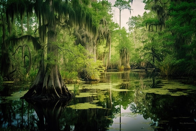 Wooded swamps of a scary forest