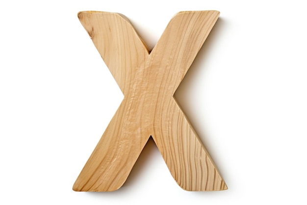 Wooden alphabet letter X on white background