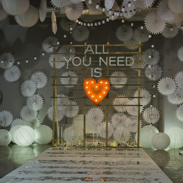 Wooden arch at wedding ceremony