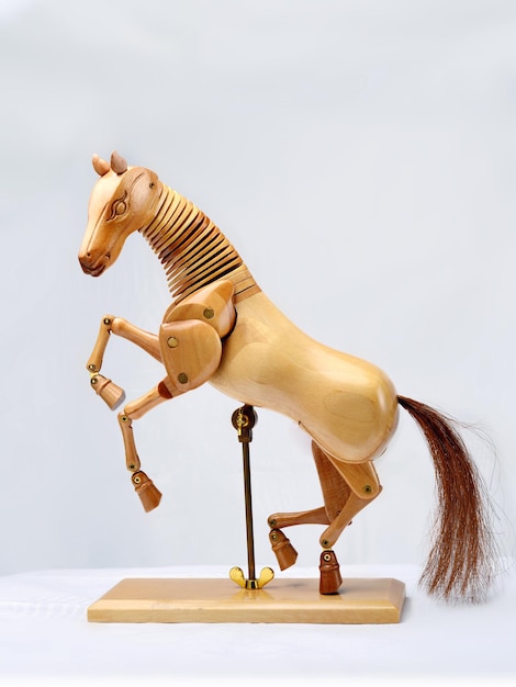 Wooden articulated horse dummy for drawing lessons	 on the white background