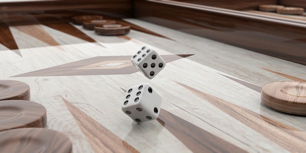 Wooden backgammon board 3d illustration