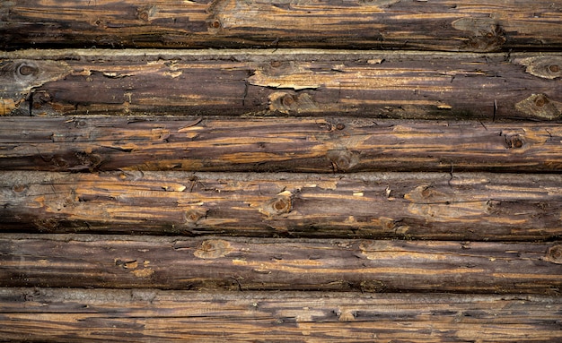 Wooden background. Old wooden wall of a rustic house with texture