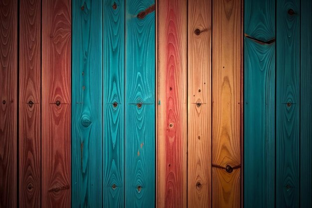 Wooden background painted wooden panels in various colors old worn paint