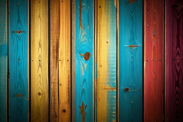 Wooden background painted wooden panels in various colors old worn paint