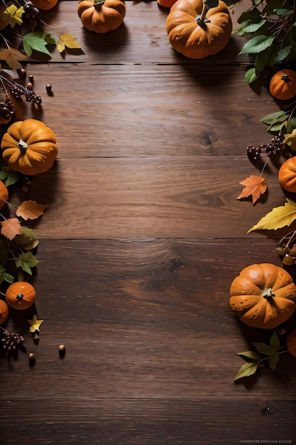 Wooden background and pumpkins banner template mockup background